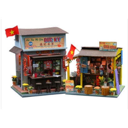 Mô Hình Nhà Sài Gòn Xưa Quán Ăn Thu Nhỏ Tự Lắp Ráp - Thế Giới Tí Hon - Combo Mô Hình Quán Sài Gòn Xưa Thu Nhỏ - COMBO4 C
