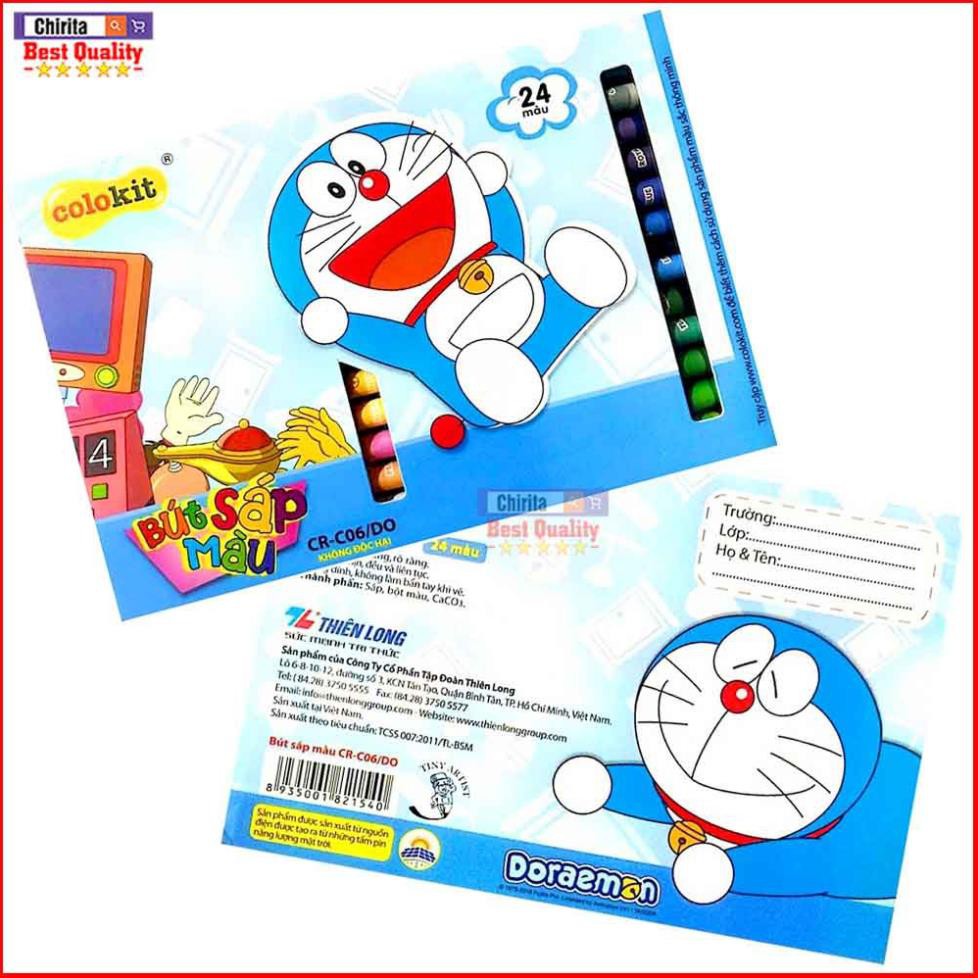 Bộ Bút Sáp Màu Cho Bé Hình Doraemon - Nét Vẽ Trơn Mịn Không Độc Hại ( 24 Màu Sắc Rực Rỡ Chuẩn Màu )