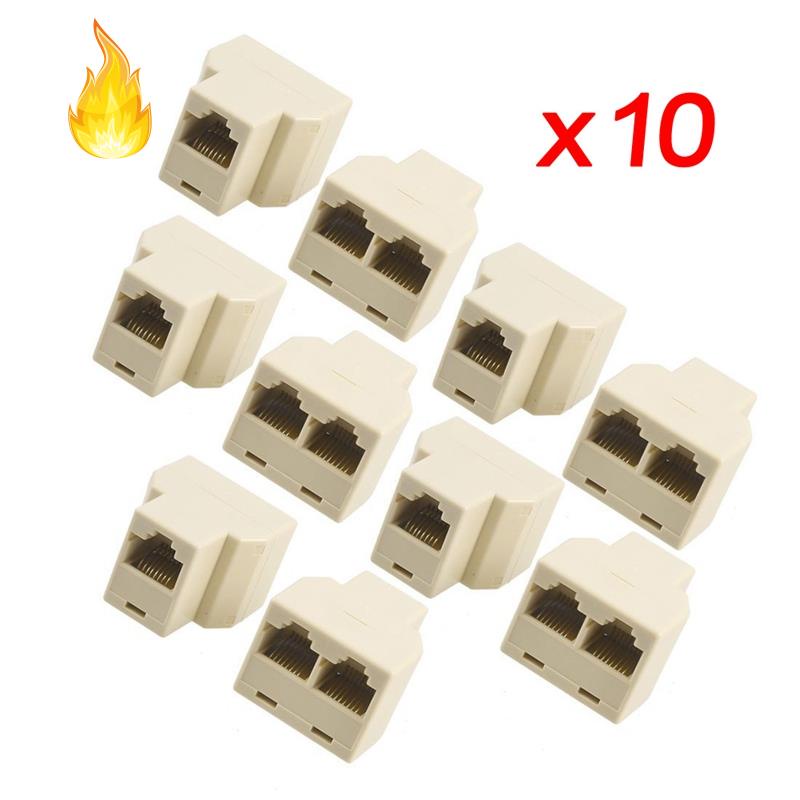Set 10 đầu nối dây cáp mạng LAN RJ45 3 chiều màu be