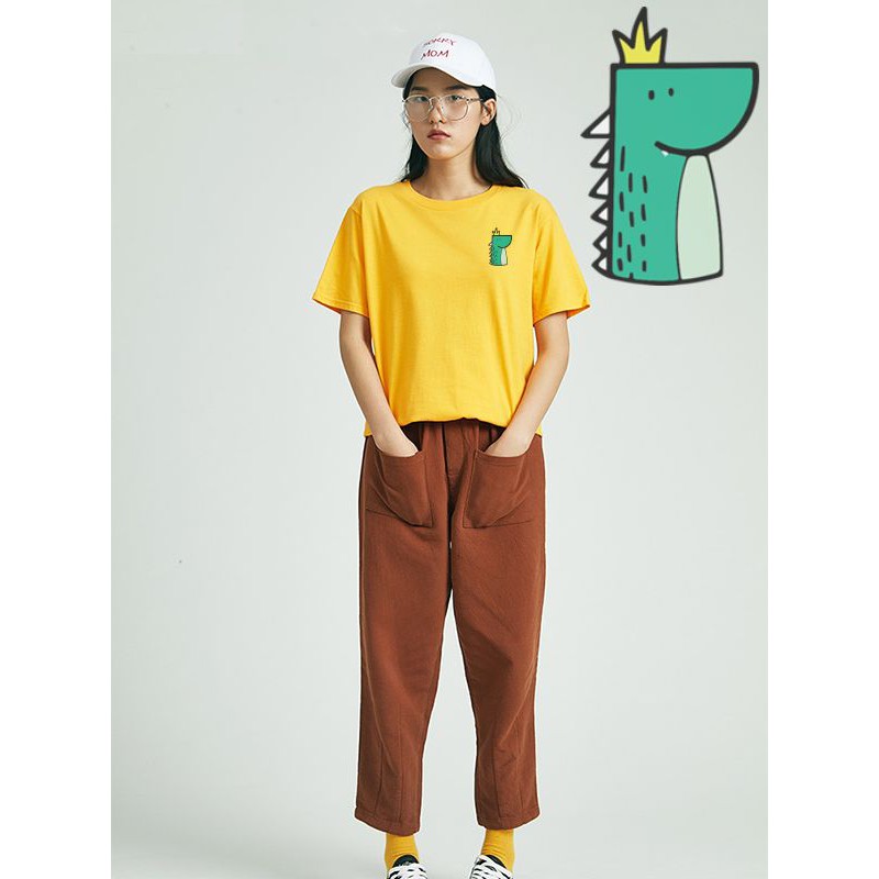 [Hàng Xịn, Gía Tốt] Áo Phông Thun Nữ Tay Ngắn Hình Icon Khủng Long Nhiều Màu - Unisex - Cotton - Mã AT019