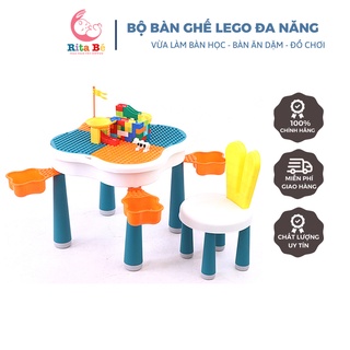 Bộ bàn ghế đa năng  ghép lego vừa câu cá kiêm ngồi ăn và ngồi tập tô