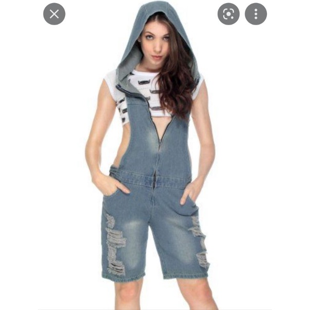 Quần yếm jeans rách nữ có mũ hoodie VNXK jum cutout sexy xuất khẩu dư xịn jumpsuit romper jean denim đùi lửng