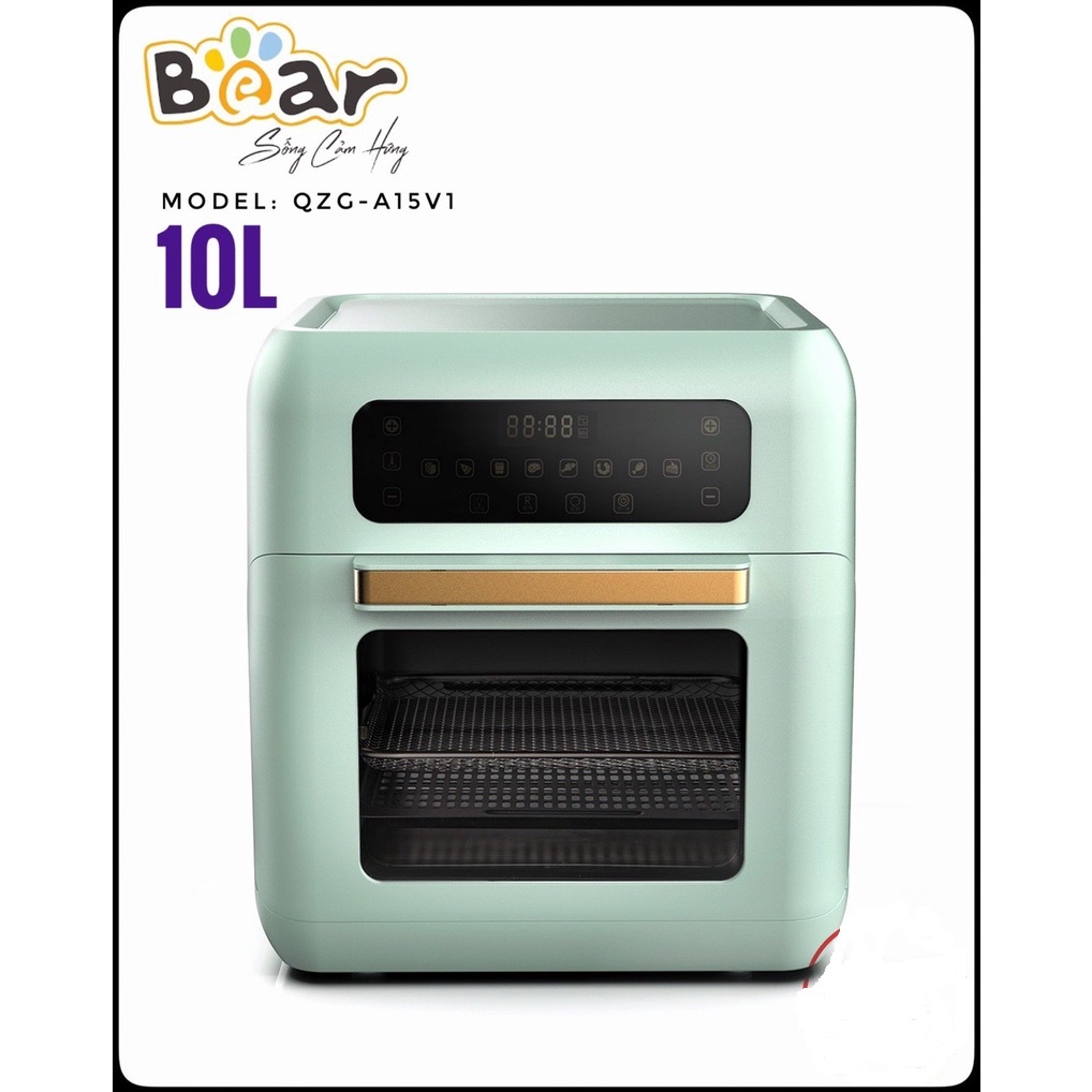 Nồi chiên không dầu, lò chiên không khí nướng đối lưu BEAR QZG-A15V1 10L màu xanh pastel bảo hành 12 tháng