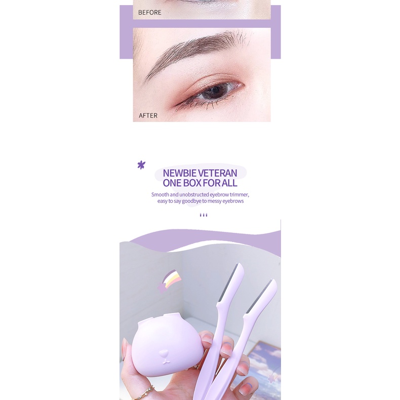 Set 2 Dao Tỉa Lông Mày Màu Trắng Hình Thỏ Dễ Thương