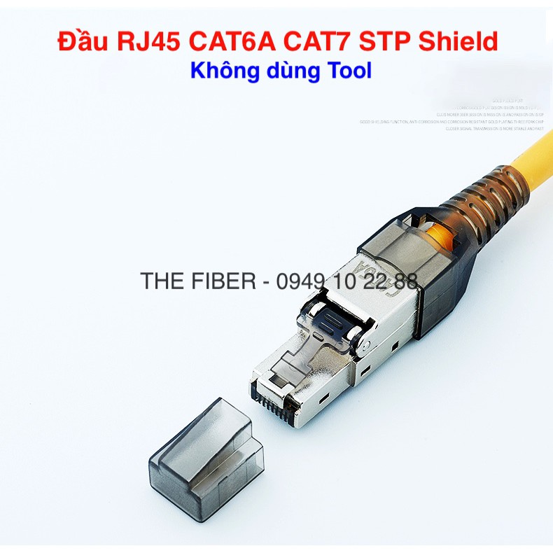 Đầu bấm hạt mạng Cat6A Cat7 STP không dùng Tool, chống nhiễu Shielded, có chụp