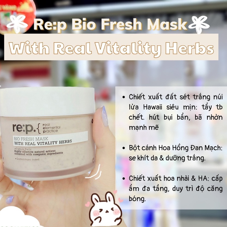 Mặt Nạ Đất Sét RE:P Giảm Mụn Và Se Khít Lỗ Chân Lông REP Bio Fresh Mask With Real Herbs 130g