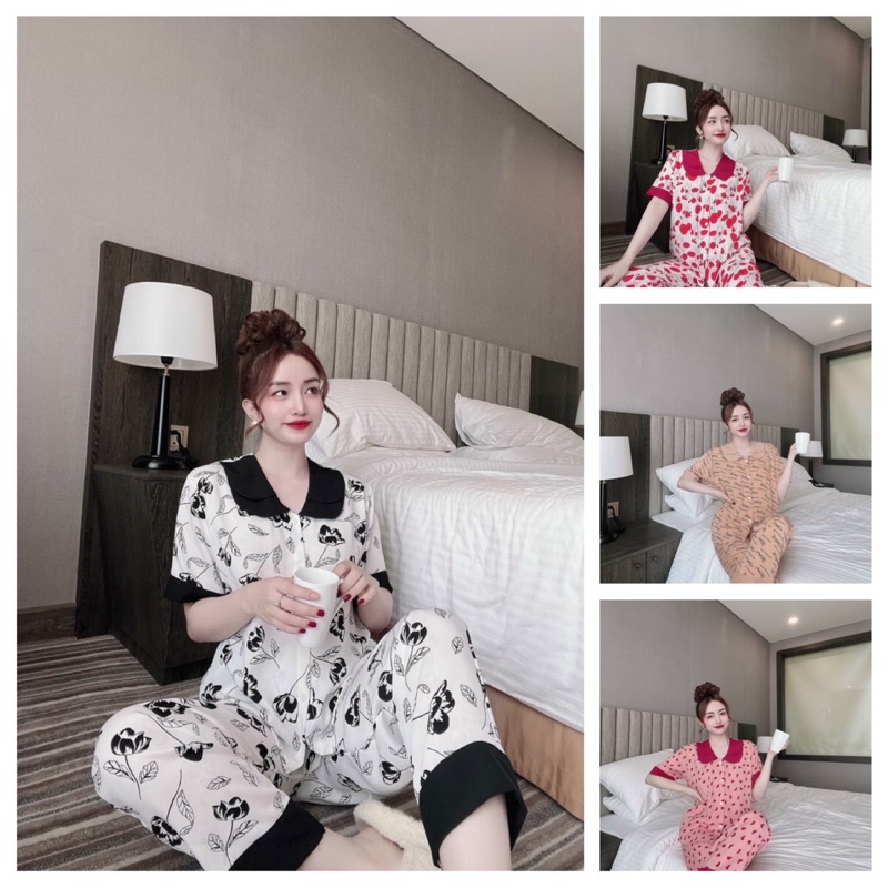 Đồ Bộ Pyjama cổ 2 lá mặc nhà mặc ngủ xinh xinh