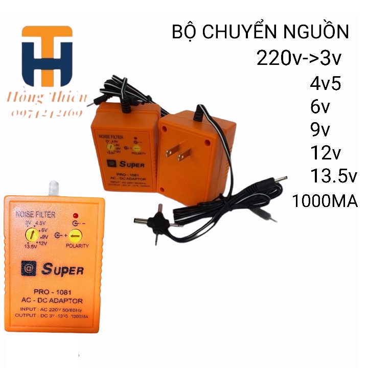 Bộ chuyển nguồn  AdaptorSuper 3v 5v 9v 12v 13.5v 450mA----1000mA