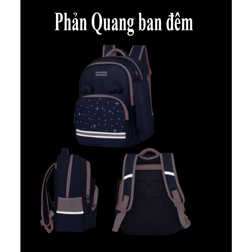 [Balo Gấu BEIKE - Size41] Cặp học sinh cao cấp cho bé lớp 2 tới lớp 6, chất liệu siêu nhẹ tặng kèm túi đựng bút