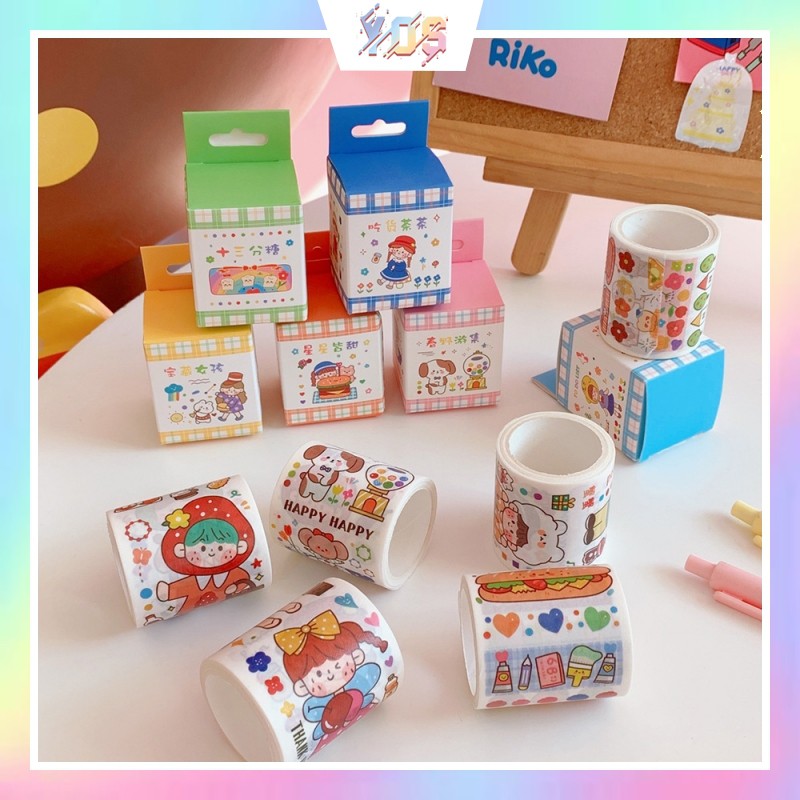 Băng keo washi tape dạng hình dán bản lớn ulzzang