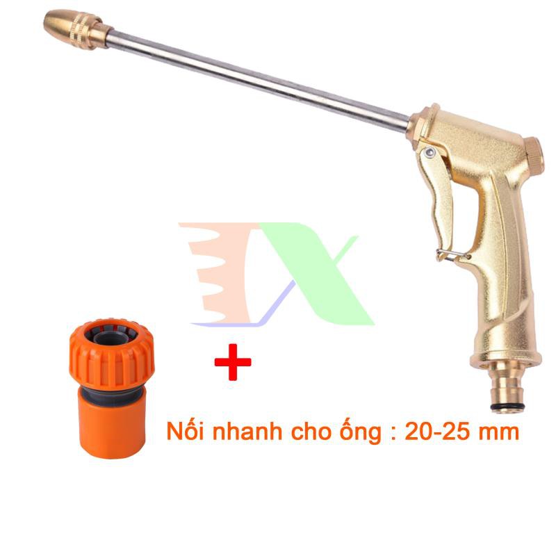 Vòi xịt nước tưới cây, rửa xe Vòi đồng VOI-17 + Đầu nối nhanh 20mm