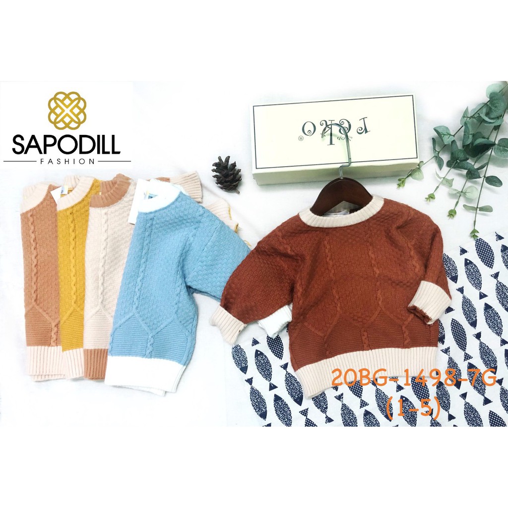 Áo len cổ tròn cao cấp cho bé, Áo len văn thừng chính hãng