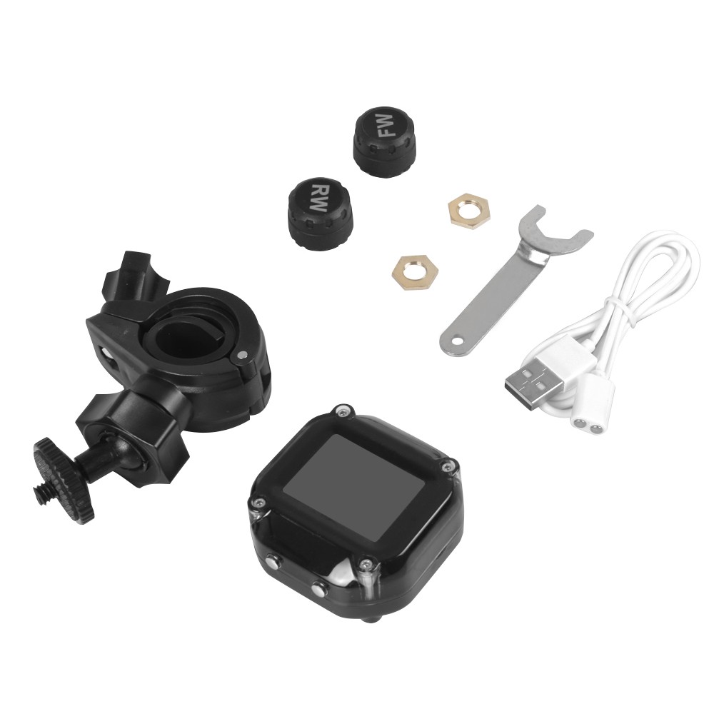 Thiết bị theo dõi áp suất lốp xe máy  PECHAM TPMS với 2 cảm biến kèm cáp sạc USB tiện dụng