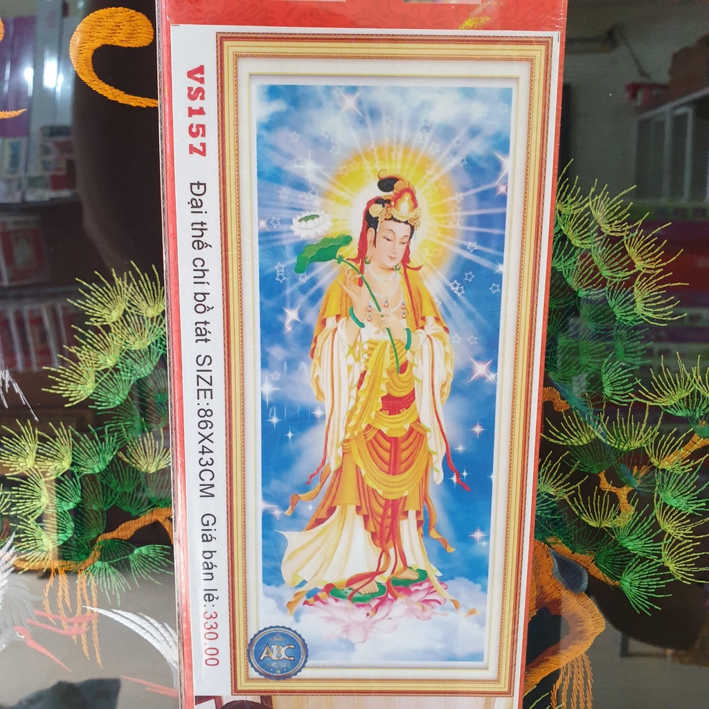 Tranh Đính Đá ĐẠI THẾ CHÍ BỒ TÁT (ĐÁ ABC CAO CẤP). Kích Thước: 86cm x 43cm