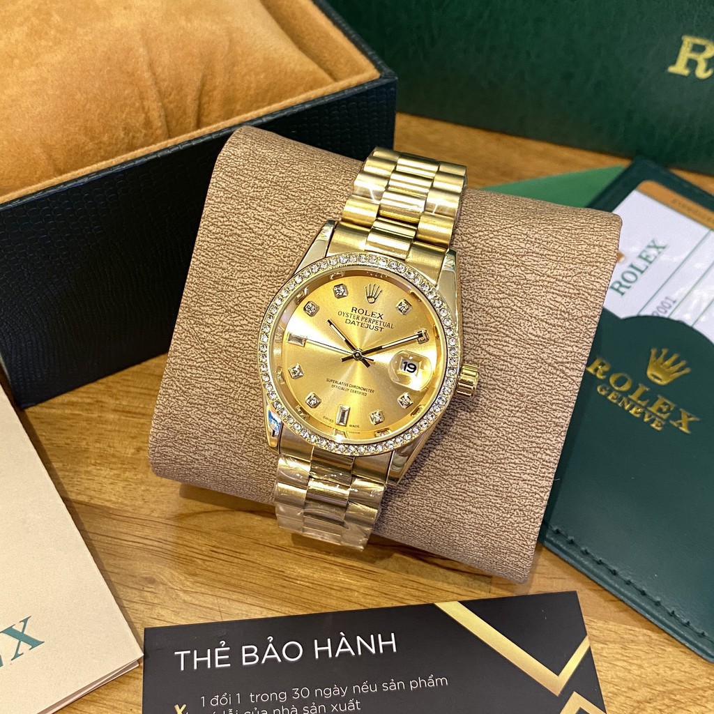 [Fullbox - Bảo hành 12 tháng] Đồng hồ nam Rolex đính viền đá dây kim loại đúc đặc cao cấp bảo hành 12m rolex-shop