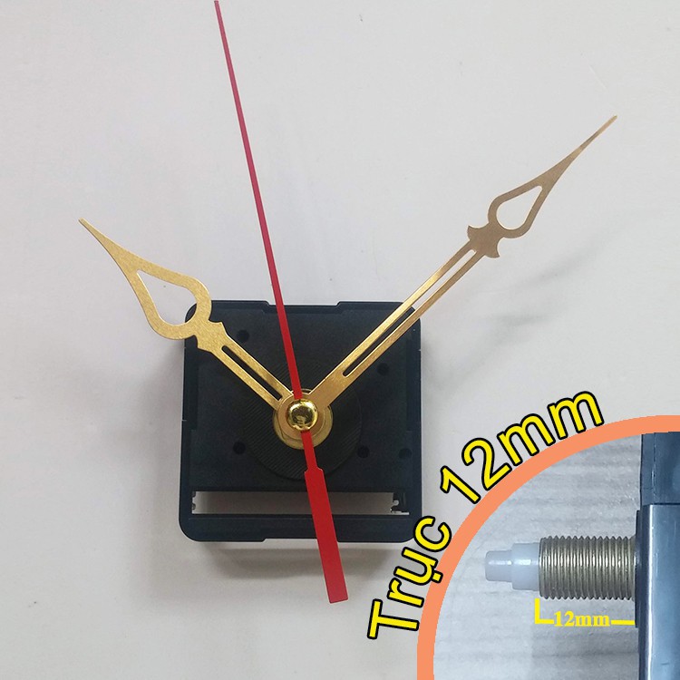 Bộ kim vàng ánh 10cm và Máy đồng hồ treo tường Taiwan loại tốt - Kim trôi trục 12mmShop 8888