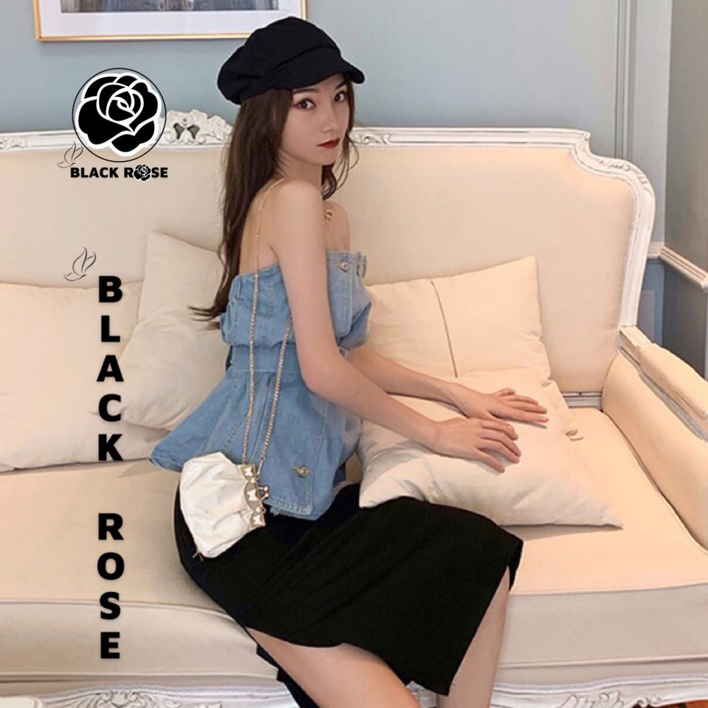 Áo Kiểu Nữ Jean Đẹp Hàn Quốc Back Rose  Aó Jean Rin Nữ Sexy Sang Chảnh Hot 2021 Mặc Được Nhiều Kiểu -TẤM BOUTIQUE