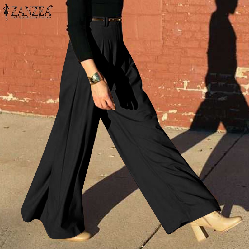 Quần dài ZANZEA ống rộng có túi  kiểu thắt dây cho nữ