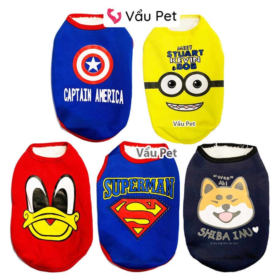 Áo cho chó mèo ba lỗ lót bông ấm áp - Quần áo cho chó poodle, con, lớn, mèo, thú cưng Vẩu Pet Shop