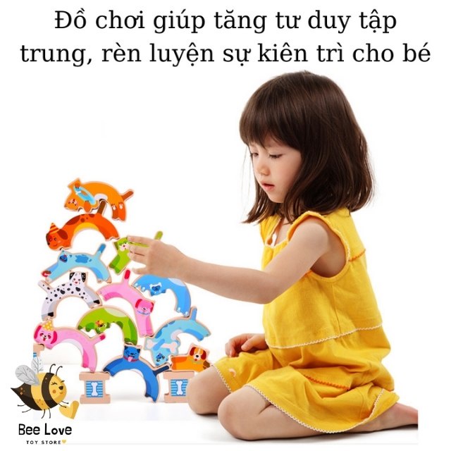 Đồ chơi xếp hình cho bé bằng gỗ Hercules cân bằng, đồ chơi montessori thông minh phát triển trí tuệ nhẫnnại BL68 BeeLove