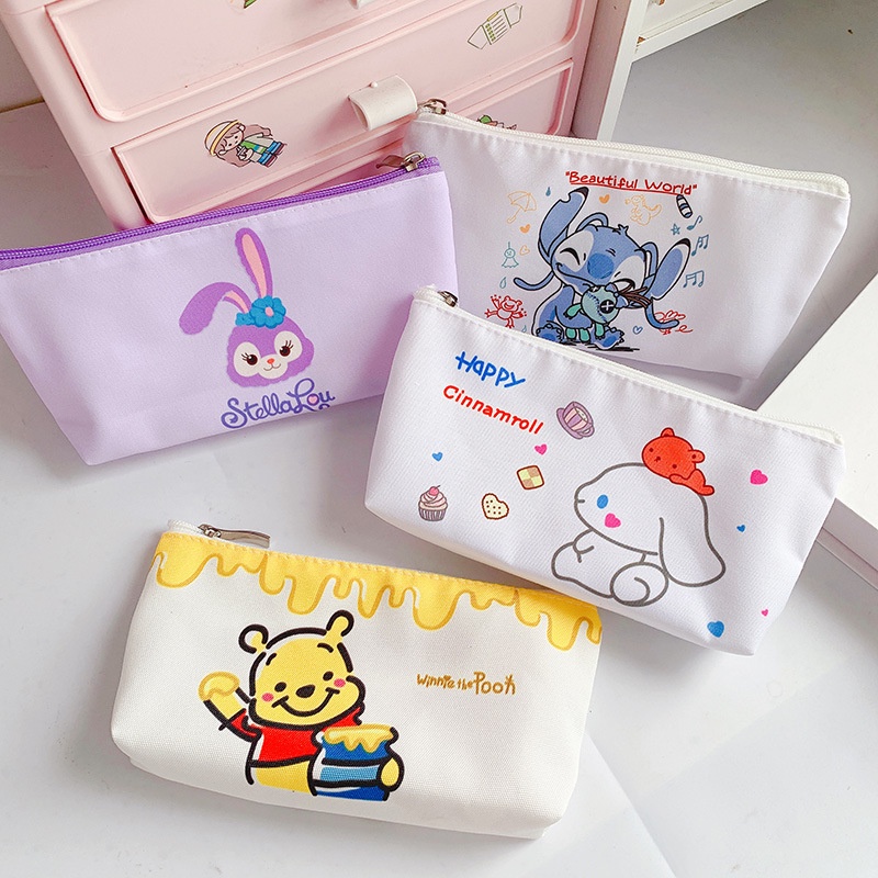 Túi Đựng Bút Đa Năng Sức Chứa Lớn Bằng Vải canvas Họa Tiết Hoạt Hình Xinh Xắn