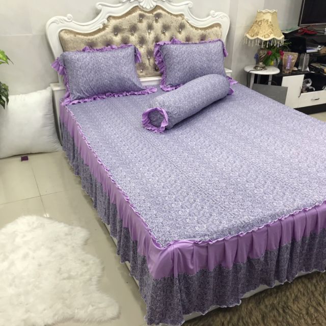 BỘ DRAP THUN LẠNH THÁI LAN PHỦ BÈO 3 MẶT SIÊU ĐẸP