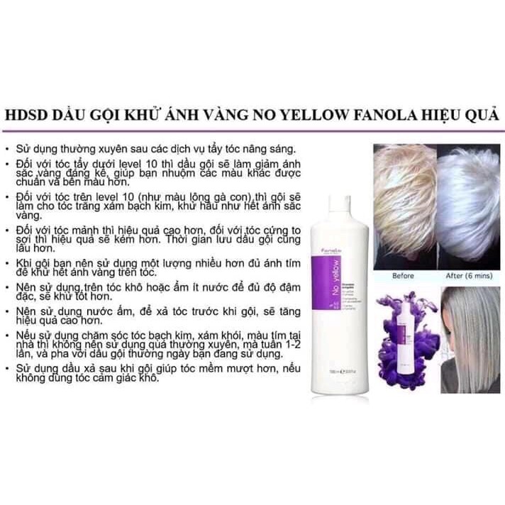 [CHÍNH HÃNG] DẦU GỘI KHỬ ÁNH SẮC VÀNG NOYELLOW FANOLA 1000ML