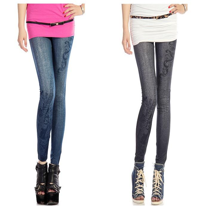 Quần Legging giả jean hoa văn (QL05)