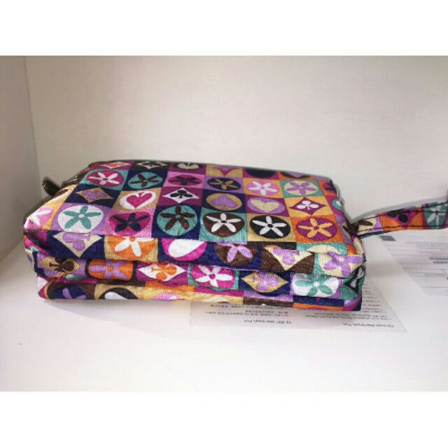 Ví hoa cầm tay 3 ngăn vải bố