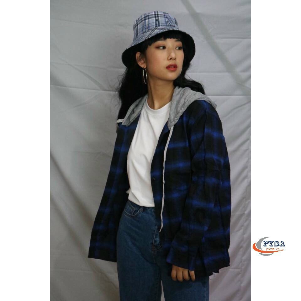 Áo Khoác Sơ Mi Caro Flannel có nón nhiều màu Unisex | BigBuy360 - bigbuy360.vn