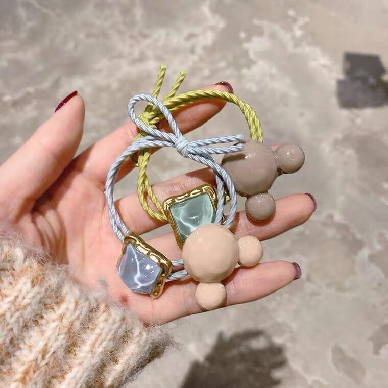 Dây buộc tóc dây chun cột tóc đính đá hình mickey phong cách Hàn Quốc