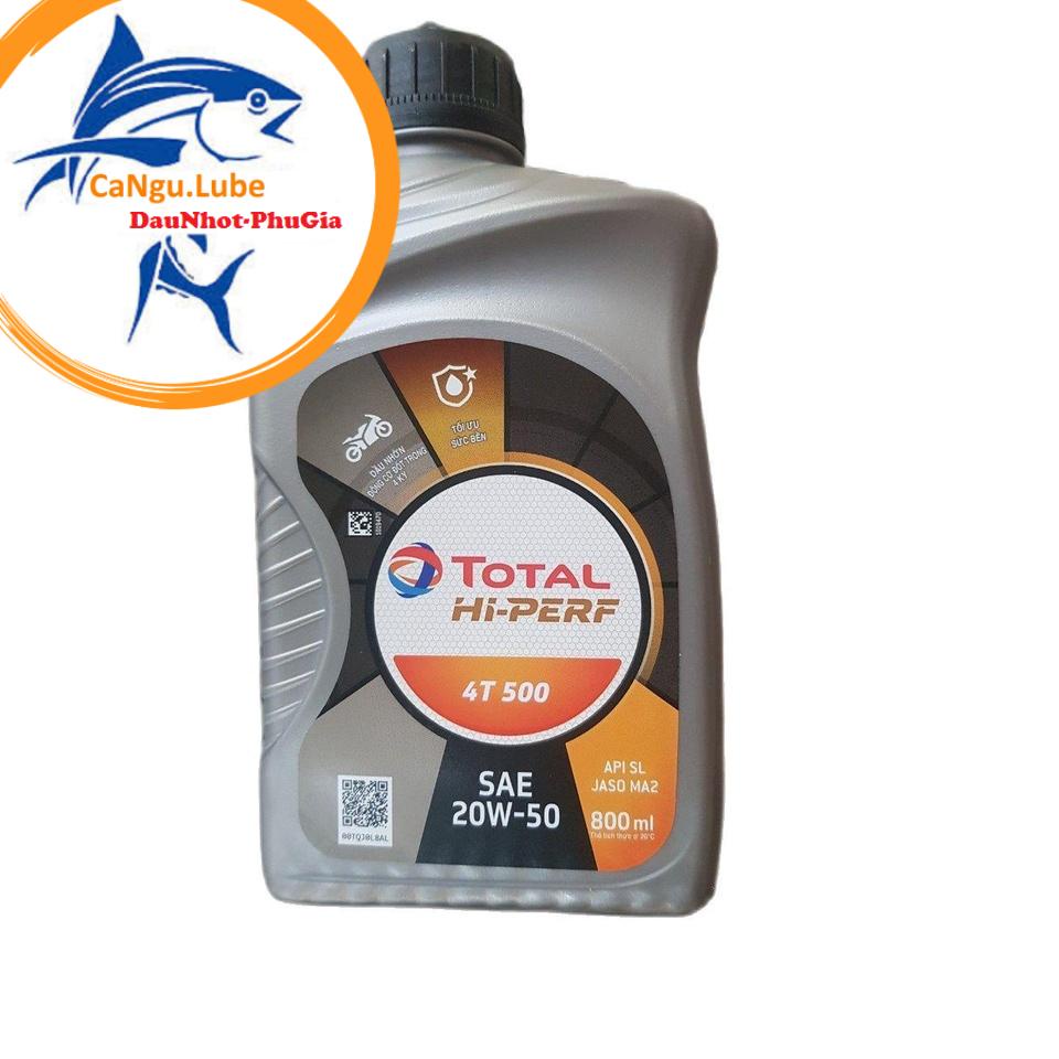 [DauNhot-PhuGia] Nhớt xe máy TOTAL HI PERF 4T 500 20W50 chai 800ml, Nhớt TOTAL 4T 500 20W50 chai 800ml cho xe số