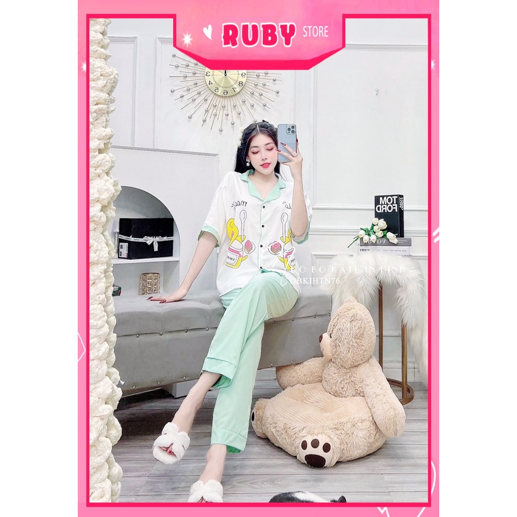 Đồ bộ nữ mặc nhà tay dơi phom to chất kate mềm mịn in hình hoạt hình dễ thương DBKIHTN76