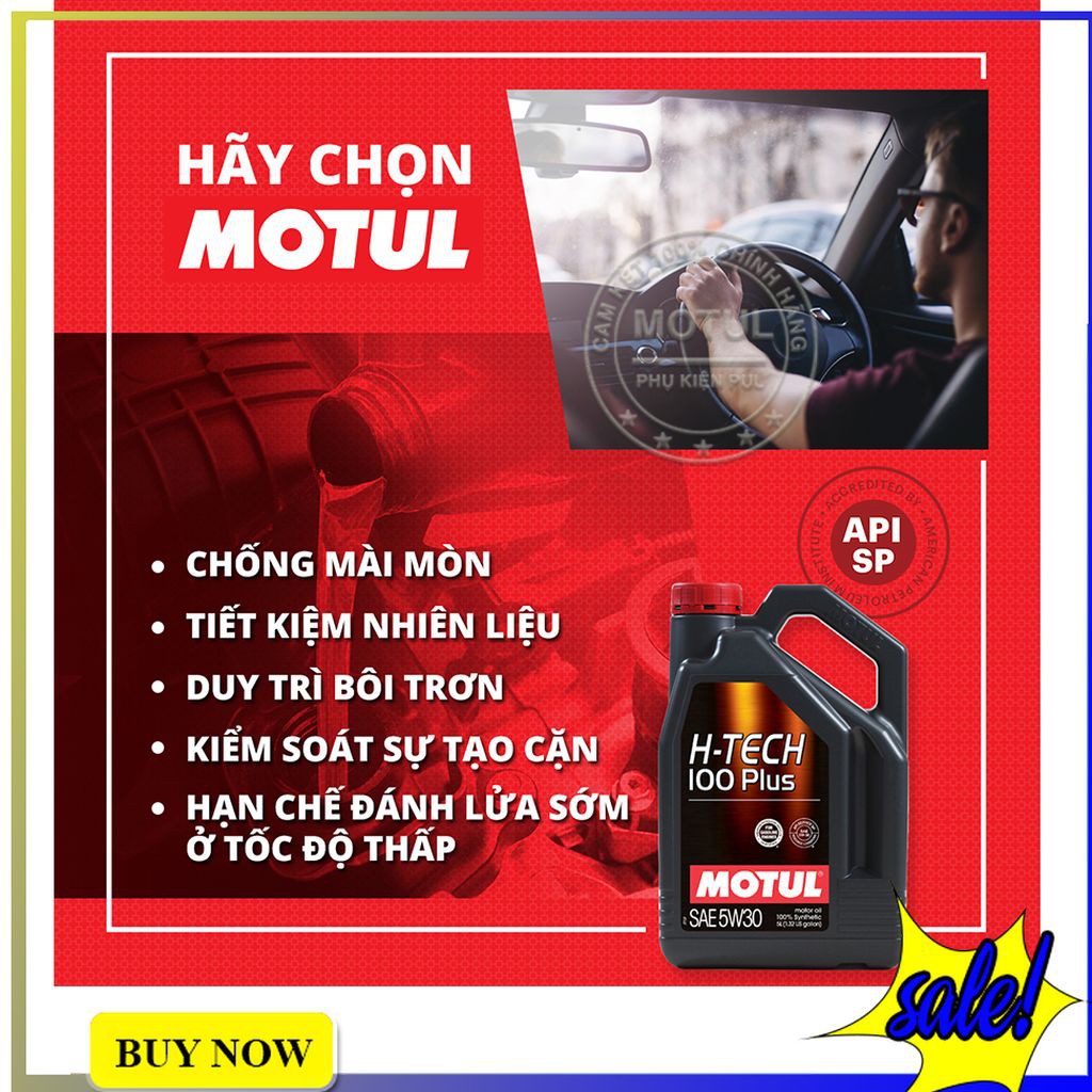 Nhớt Xe Hơi Motul Chính Hãng H-Tech 100 Plus 5W30 Bình 4 Lít