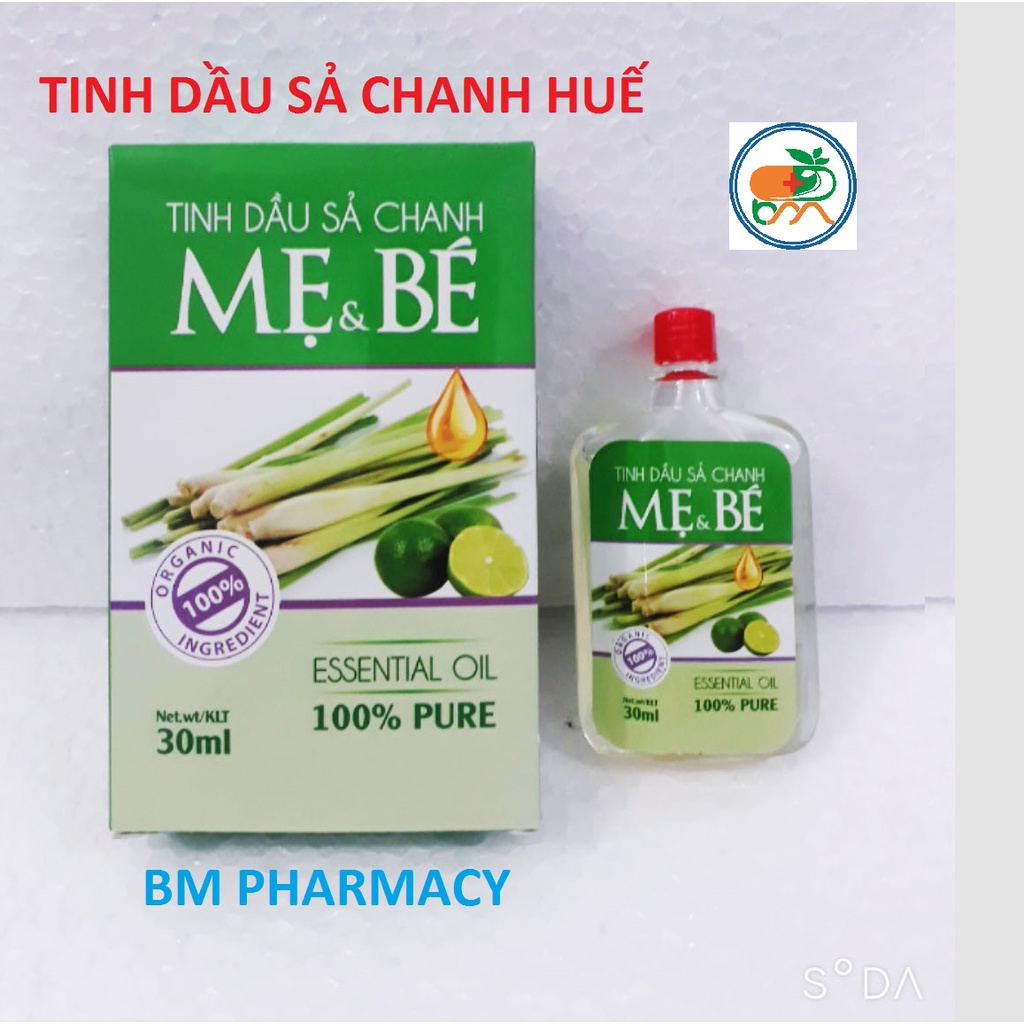 Tình dầu sả chanh Mẹ và Bé từ Huế, giúp phòng cảm cúm, cảm lạnh, đuổi muỗi và côn trùng; giảm đau bụng, đau lưng
