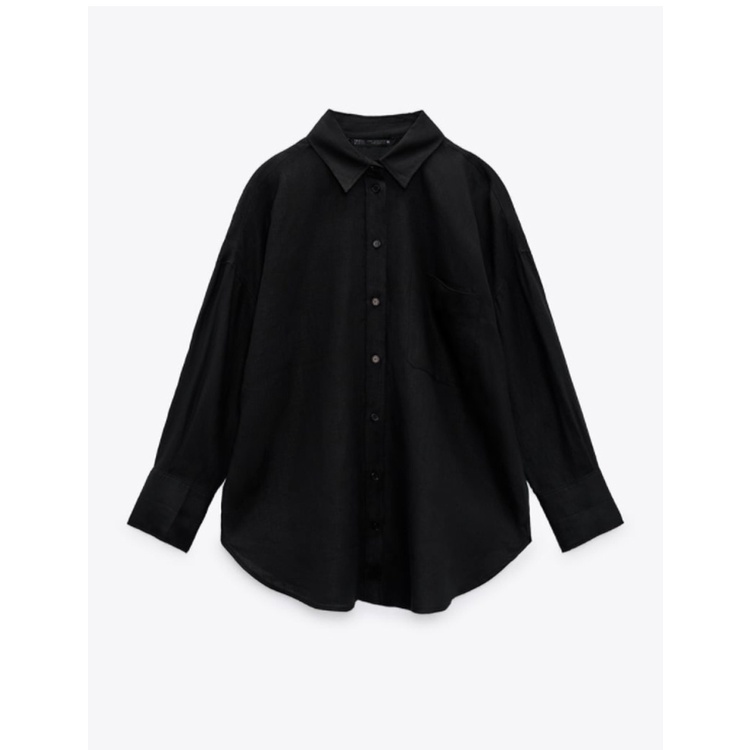 Áo Sơ Mi Zara Vải Lanh Phối Túi Thời Trang Mùa Xuân Cá Tính 8372034