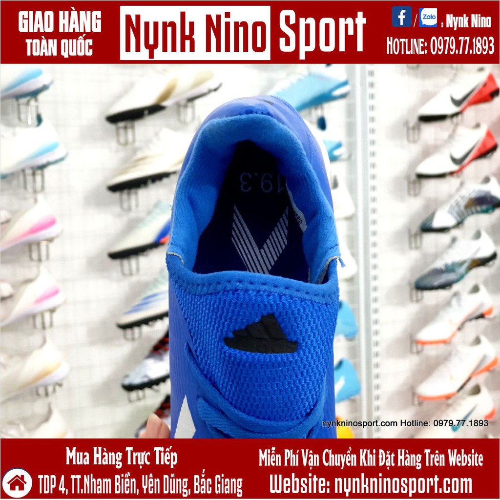Giày Bóng Đá Adidas X 19.3 Xanh Dương Vạch Trắng TF