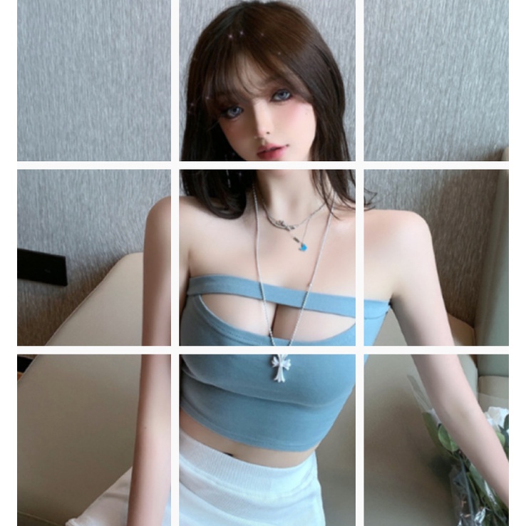 Áo Croptop không dây khoét ngực body sexy hot nhất 2022