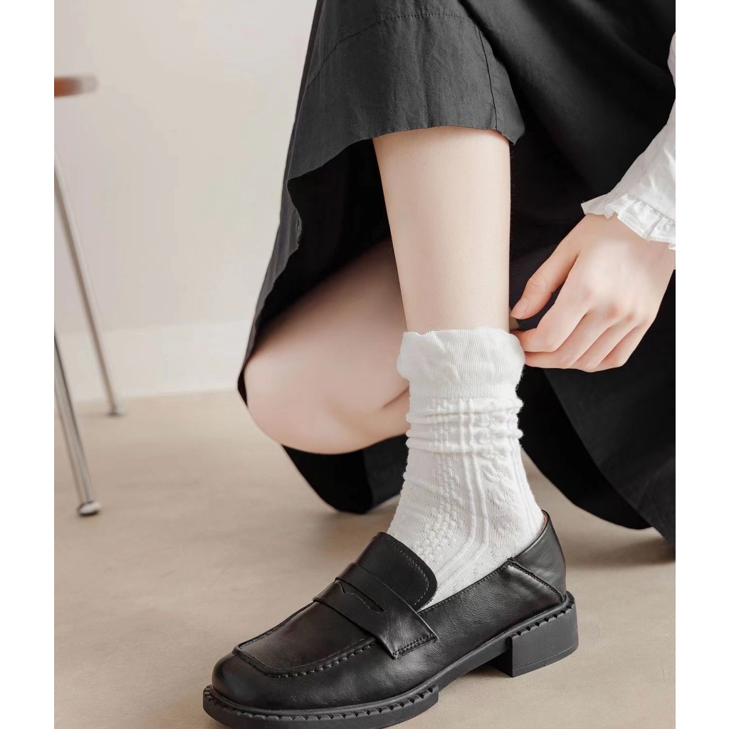 Vớ Cotton Cổ Cao Màu Sắc Ngọt Ngào Dễ Phối Đồ Thời Trang Phong Cách Hàn Quốc Cho Nữ