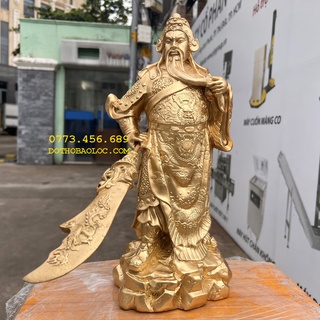 Tượng Quan Công cầm đ.ao lớn bằng bột đá mang lại tài lộc bảo vệ gia chủ cao 38cm