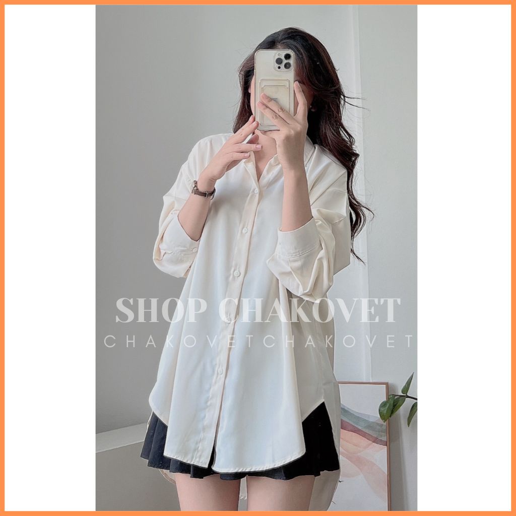 Áo sơ mi nữ tay dài Hot Trend A8419 Áo vạt bầu Ulzzang form rộng phong cách Hàn Quốc cực xinh xắn - CHAKOVET