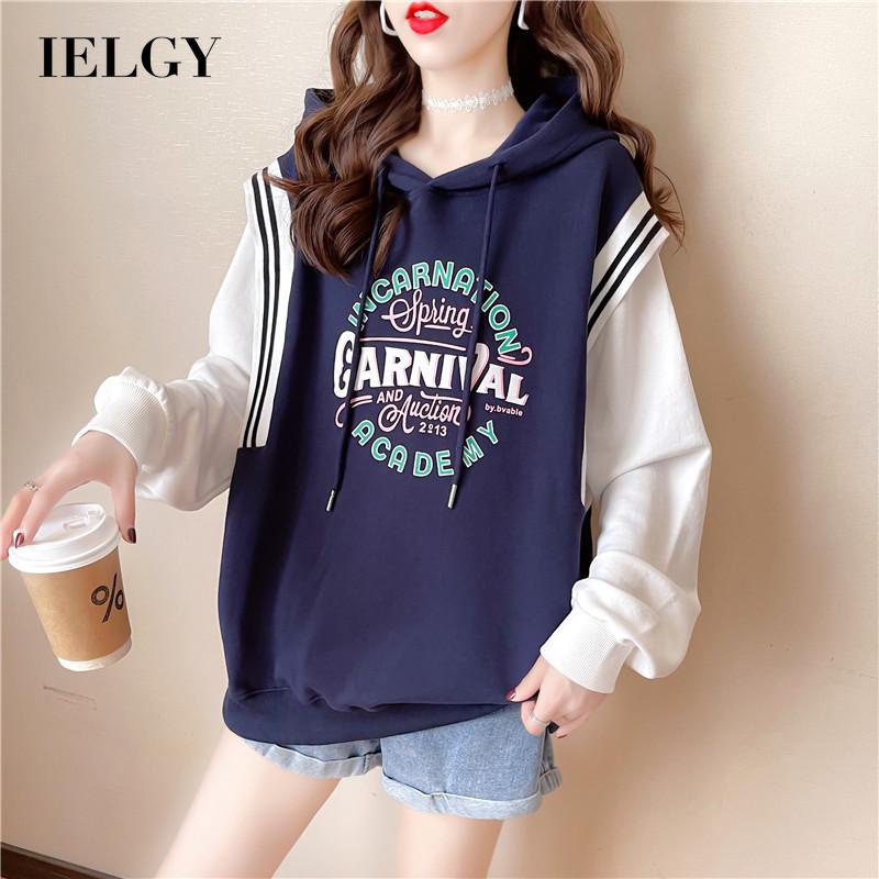 Áo hoodie mỏng giả hai lớp IELGY phong cách trẻ trung thời trang cho nữ