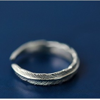 Nhẫn bạc nữ moonsilver lá lông vũ mở đơn giản freesize