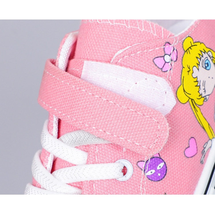 Giày Vải Canvas Cổ Cao In Họa Tiết Thủy Thủ Mặt Trăng Dễ Thương Thời Trang Cho Bé Gái 26-36