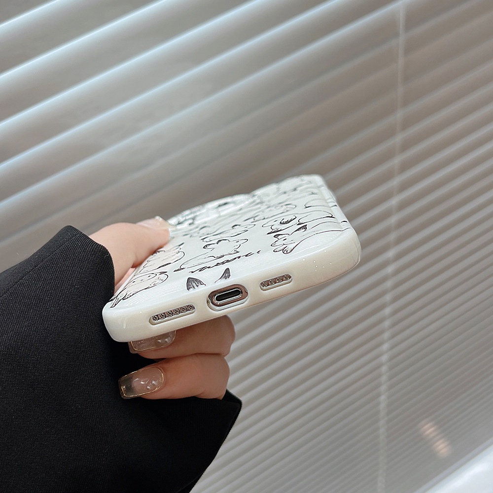 Ốp Điện Thoại TPU Silicone Họa Tiết Thỏ Vẽ Tay Cho ốp iphone 11 pro max X Xr Xs 7 8 14 Plus Se 2020 12 pro max 13