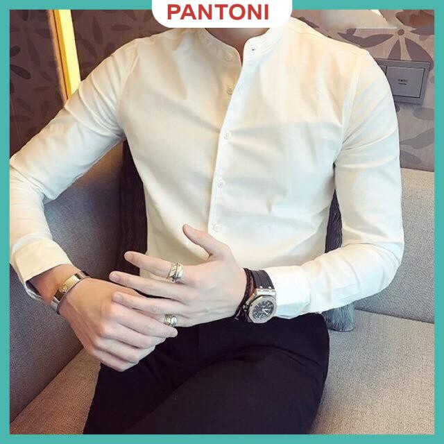 Áo sơ mi nam dài tay CỔ TÀU cao cấp : Chất liệu lụa mềm mịn, không nhăn, thoáng mát, thấm hút mồ hôi(SMT)
