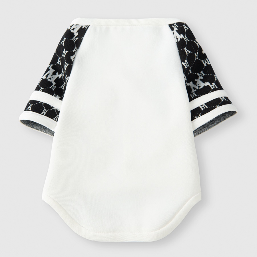 Áo Sơmi bóng chày hàng hiệu cho thú cưng - SaboCoco - Baseball Shirt - TAY TRẮNG HỌA TIẾT CHỮ M