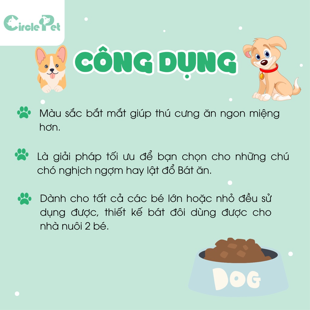 Bát Ăn Đôi Gắn Chuồng Chó Mèo PIAN PIAN Có Chỗ Gắn Bình Nước Tiện Lợi P1007 - Circle Pet