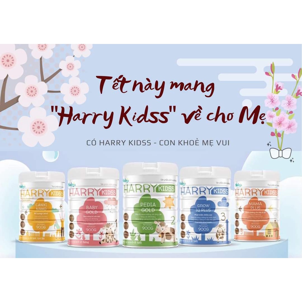(Mua 2 hộp tặng xe chòi)Sữa bột Harry kidss số 1 và 2, 3 lon 900g hỗ trợ tăng cường sức đề kháng- tăng chiều cao cho trẻ