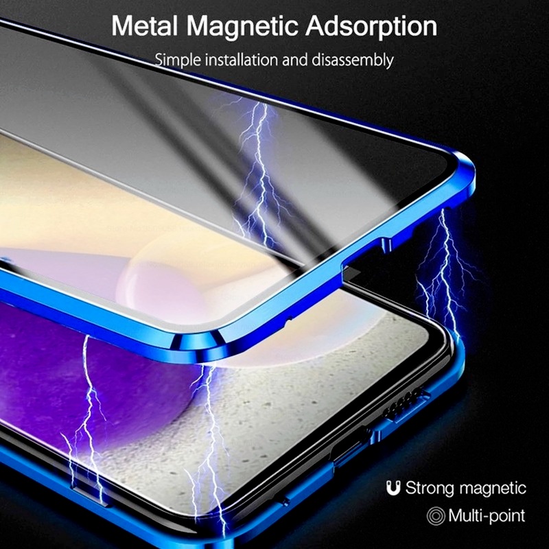 Ốp Điện Thoại Kính Cường Lực Hai Mặt Cho Samsung Galaxy A13 A135F A22 A22S A23 LTE A33 A53 A73 4G 5G 360° Ốp Điện Thoại Nắp Gập Cứng Trong Suốt Chống Sốc Toàn Diện